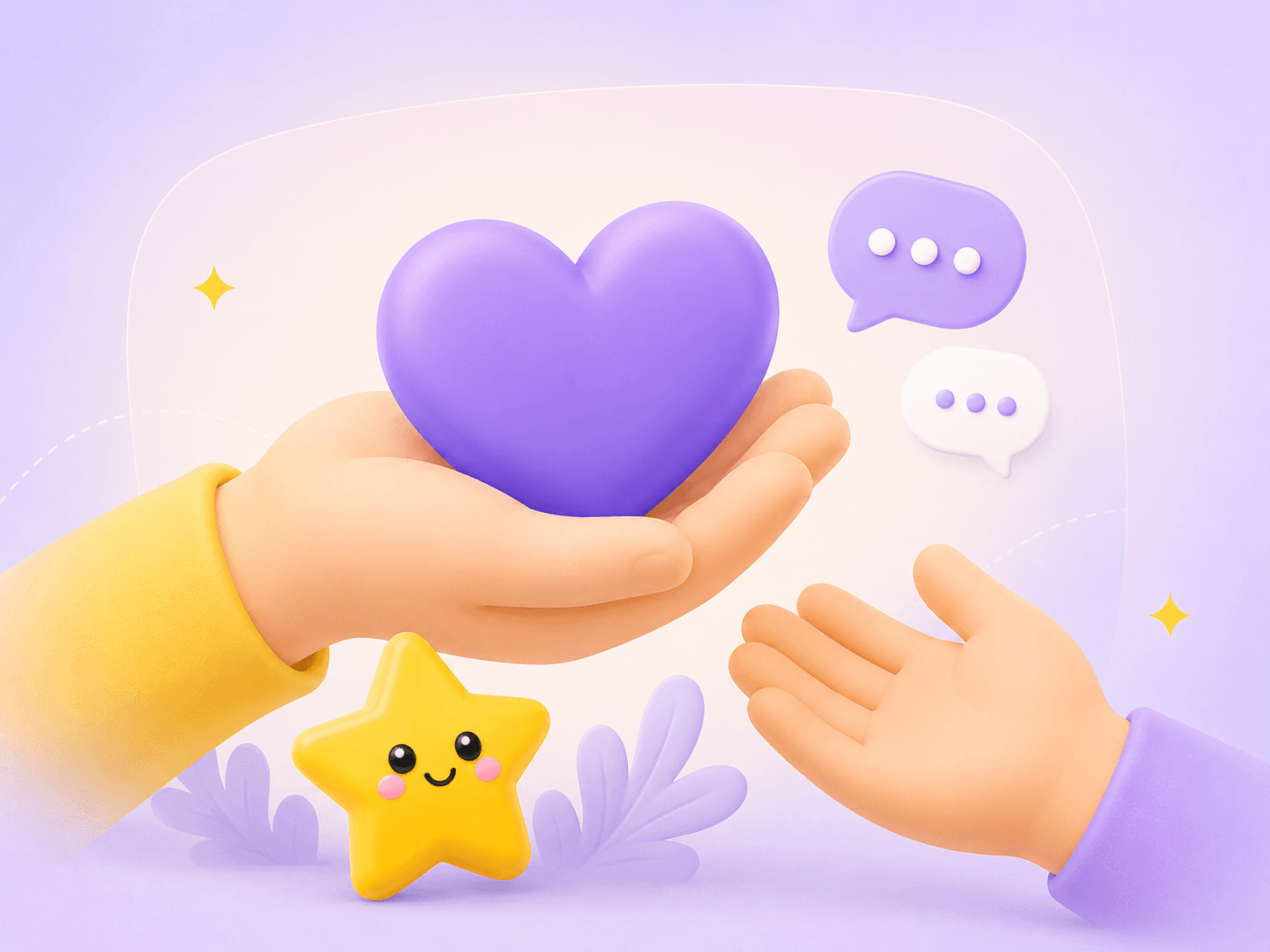 Mãos compartilhando um coração como símbolo de diálogo e acolhimento